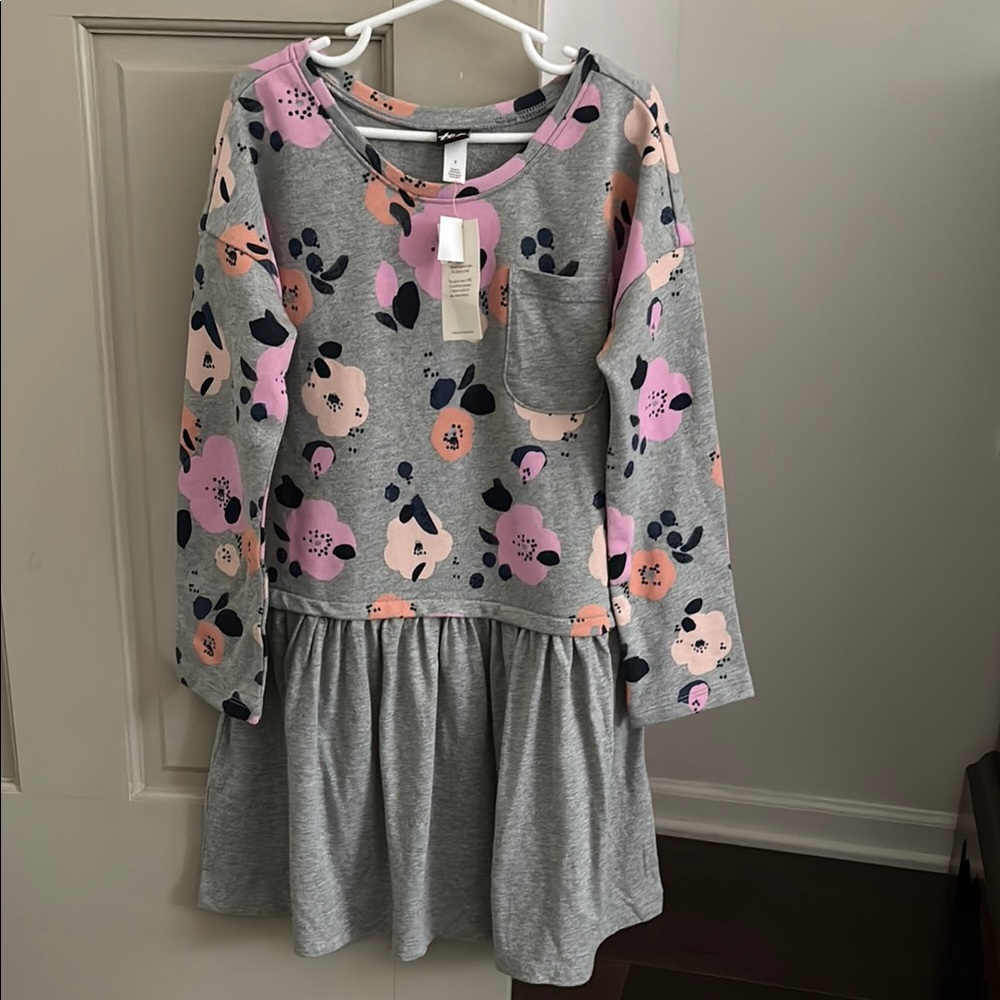 Brand Tea size 7 Floral Gray and Pink Kids Dress